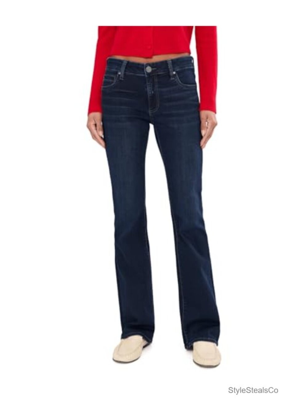 High Rise Bootcut Jeans Stretch Denim Casual Five Pocket